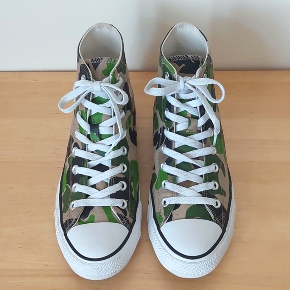 Converse Unisex Chuck Taylor All Star Hi Top Sneakers / ankle boots Green Camo - Picture 2 of 12